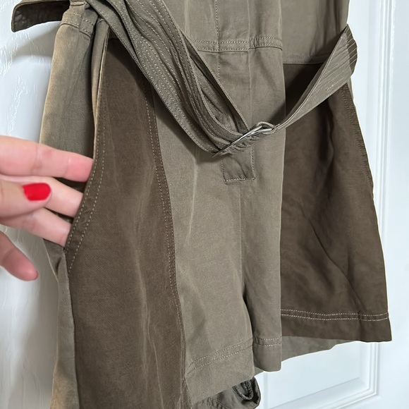 Madewell Army Green Button Front Belted Romper Sz 6 - Picture 4 of 5